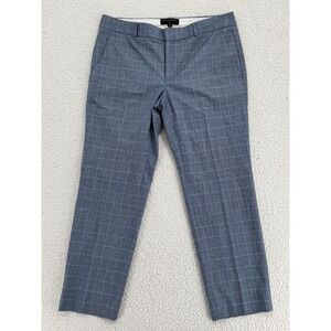 Banana Republic Women Size  8 Ryan Blue Chambray Plaid Slim Straight Leg Pants